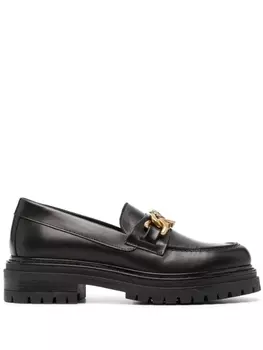 PINKO chain-detail leather loafers, черный