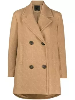 PINKO двубортное пальто из смесовой шерсти, коричневый