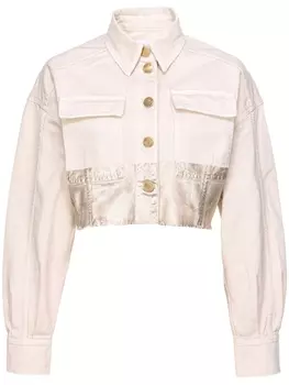 PINKO джинсовая куртка с эффектом металлик, нейтральный цвет