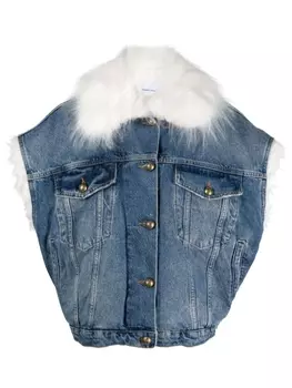 PINKO джинсовая куртка с воротником из искусственного меха, синий