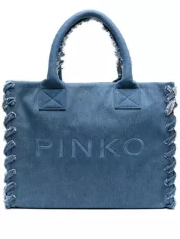 PINKO джинсовая пляжная сумка с вышитым логотипом, синий