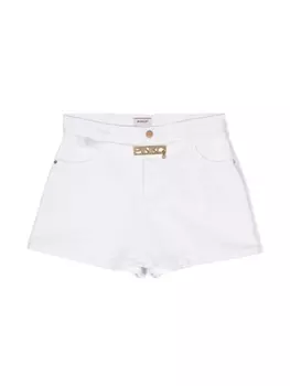 Pinko джинсовые шорты с пряжкой-логотипом, белый