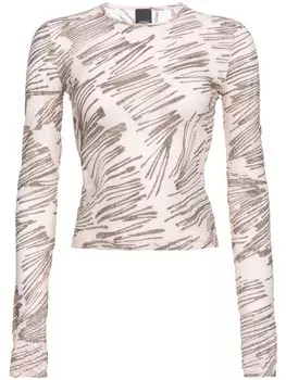 PINKO футболка Moneta с блестками, нейтральный цвет