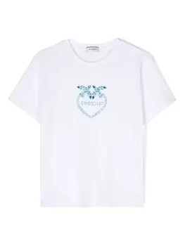 Pinko футболка с логотипом и кристаллами, белый