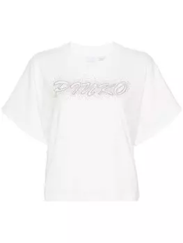 PINKO футболка с логотипом и заклепками, белый