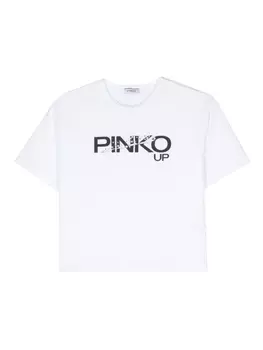 Pinko футболка с вырезом и логотипом, белый