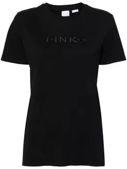PINKO футболка с вышитым логотипом, черный