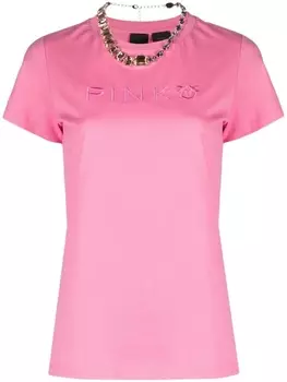 PINKO футболка с вышитым логотипом, розовый