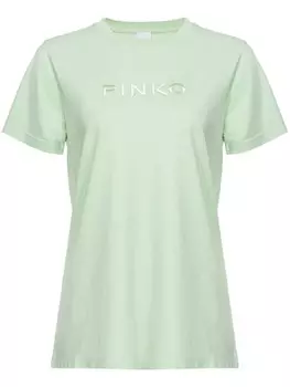 PINKO футболка с вышитым логотипом, зеленый