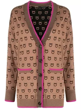 PINKO кардиган с логотипом Love Birds, коричневый