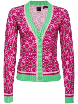 PINKO кардиган с V-образным вырезом и монограммой, розовый