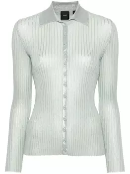 PINKO кардиган в рубчик с люрексом, зеленый