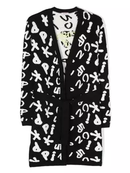 Pinko кардиган вязки интарсия с поясом, черный