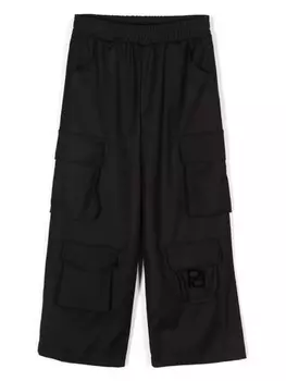 Pinko Kids брюки карго с набивным логотипом, черный