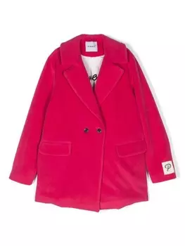 Pinko Kids двубортное пальто с графичным принтом, розовый