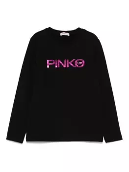 Pinko Kids футболка с металлическим логотипом, черный