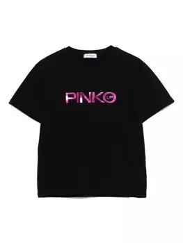Pinko Kids футболка с рельефным логотипом, черный