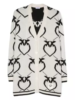 Pinko Kids кардиган с V-образным вырезом и принтом Love Birds, белый