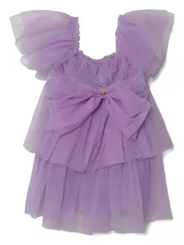 Pinko Kids платье из тюля с бантом, фиолетовый