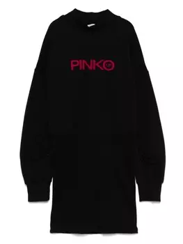 Pinko Kids платье с набивным логотипом, черный