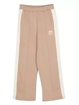 Pinko Kids прямые брюки с логотипом, коричневый