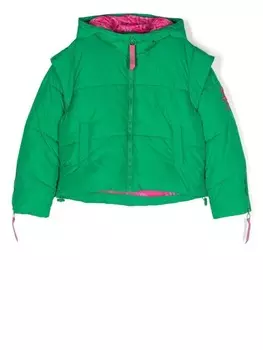Pinko Kids пуховик с вышитым логотипом, зеленый