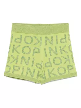 Pinko Kids шорты с жаккардовым логотипом, зеленый
