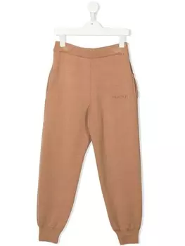 Pinko Kids спортивные брюки с вышитым логотипом, коричневый