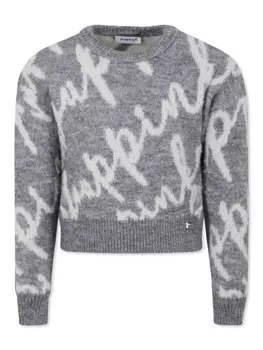 Pinko Kids свитер с логотипом и интарсией, серый