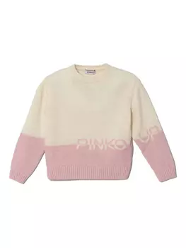 Pinko Kids свитер вязки интарсия с логотипом, нейтральный