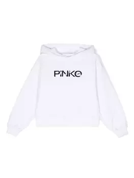 Pinko Kids толстовка с капюшоном и логотипом, белый