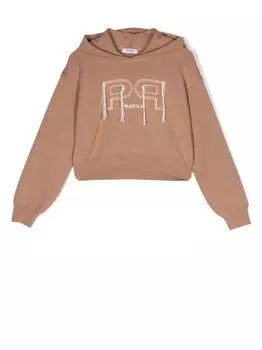 Pinko Kids трикотажное худи с вышитым логотипом, серый
