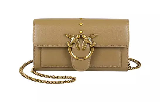 PINKO Кошелек с зажимом для денег и карт из коровьей кожи, сумка-птица, сумка через плечо, женская, оливкового цвета