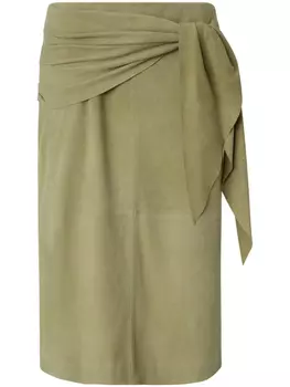 PINKO кожаная юбка миди, зеленый
