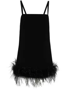 PINKO креповое платье мини с перьями, черный