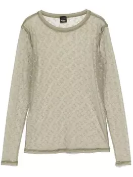 PINKO кружевная футболка с монограммой, зеленый