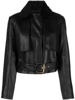 PINKO куртка из искусственной кожи с поясом, черный
