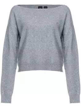 PINKO меланжевый джемпер с вышитым логотипом, серый