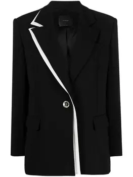 PINKO однобортный блейзер с контрастной отделкой, черный