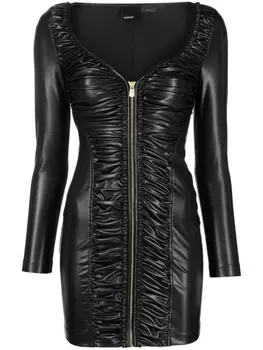 PINKO платье из искусственной кожи со сборками, черный