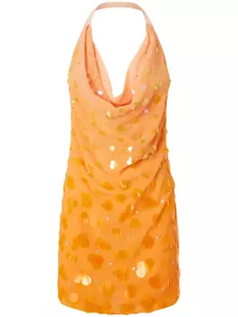 PINKO платье мини с пайетками, оранжевый