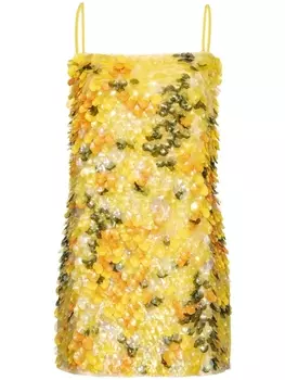 PINKO платье мини с пайетками, желтый
