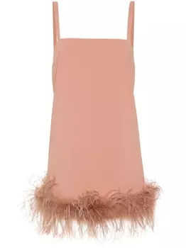 PINKO платье мини с перьями, нейтральный цвет