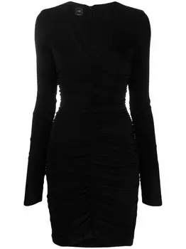 PINKO платье мини с V-образным вырезом и сборками, черный