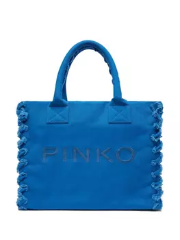 PINKO пляжная сумка с вышитым логотипом, синий