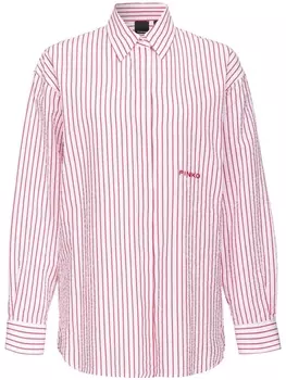 PINKO полосатая рубашка с вышитым логотипом, красный