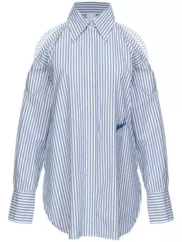 PINKO полосатая рубашка с вышитым логотипом, синий