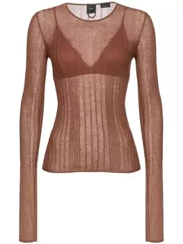 PINKO полупрозрачный топ с длинными рукавами, коричневый