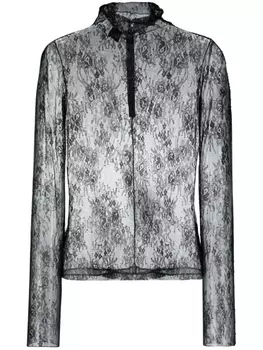 PINKO полупрозрачный топ с кружевом, черный