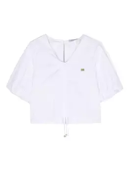 Pinko поплиновая блузка с укороченными рукавами, белый
